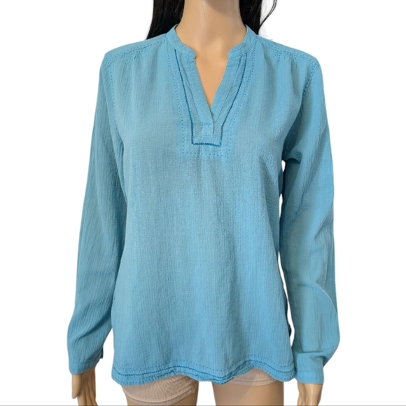 Eddie Bauer Turquoise Blue Blouse Women's Medium - Picture 9 of 9